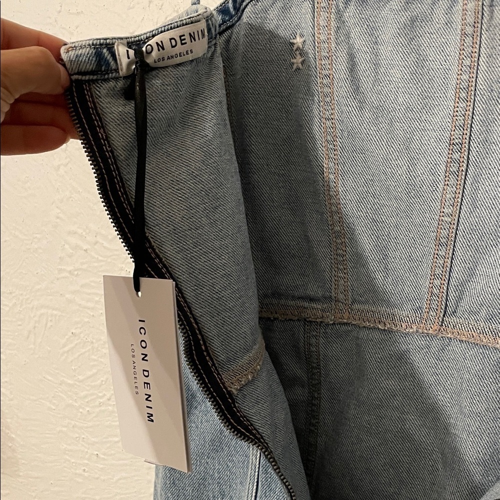 NWT Revolve Icon Denim Judy Mini Dress in Sky Denim Blue Women's Dress Size XS - Picture 7 of 10